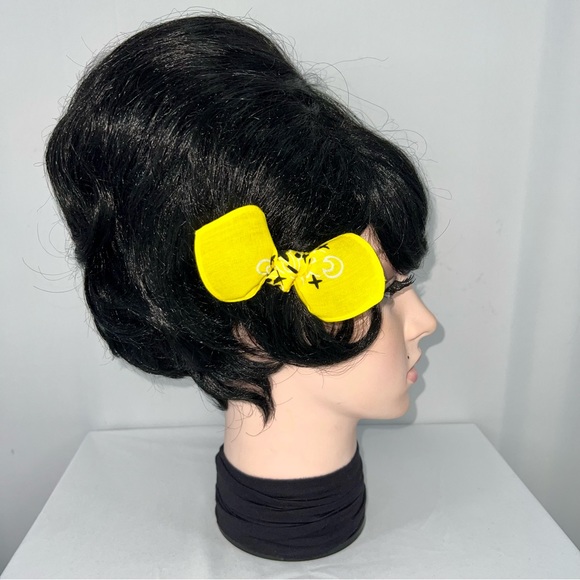 Yellow Paisley Rockabilly Bandana Knotted Hair Bow - Picture 4 of 11